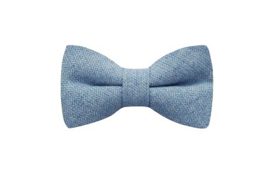 Sky Blue Herringbone Bow Tie
