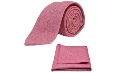 Stonewashed Red Tie & Pocket Square Set