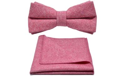 Stonewashed Red Bow Tie & Pocket Square Set