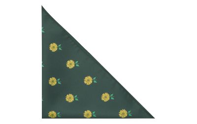 Dark Green Sunflower Embroidered Pocket Square