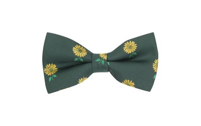 Dark Green Sunflower Embroidered Bow Tie