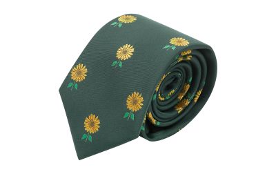 Dark Green Sunflower Embroidered Tie