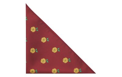 Burgundy Red Sunflower Embroidered Pocket Square