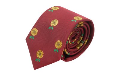Burgundy Red Sunflower Embroidered Tie