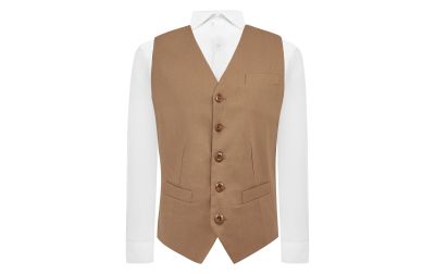 Tan Brown Linen Waistcoat