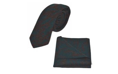 Arabic Dark Teal Pattern Tie & Pocket Square Set