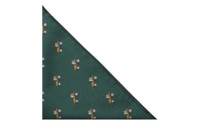 Dark Green Herringbone Tractor Pocket Square