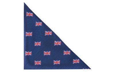 Navy Blue Union Jack Herringbone Pocket Square