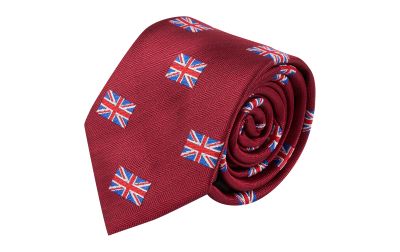Burgundy Red Union Jack Herringbone Tie