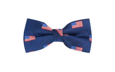 Navy Blue USA Flag Herringbone Bow Tie