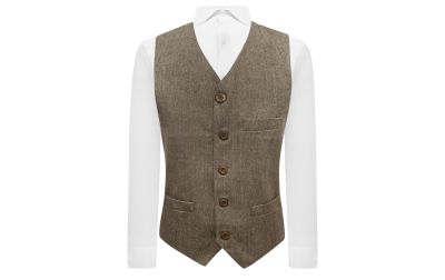 Highland Weave Latte Brown Waistcoat