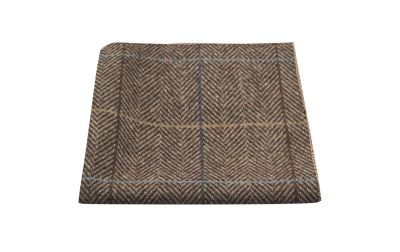 Walnut Brown Herringbone Check Pocket Square