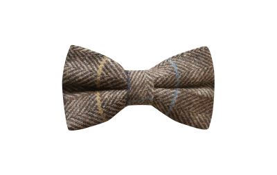 Walnut Brown Herringbone Check Bow Tie