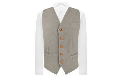 Warm Grey Woven Wool Waistcoat