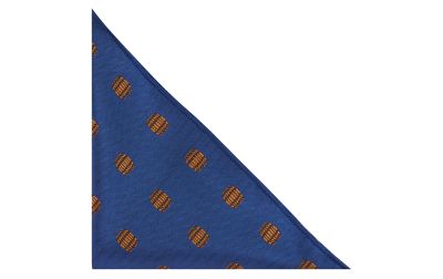 Navy Blue Whisky / Wine Barrel Herringbone Pocket Square