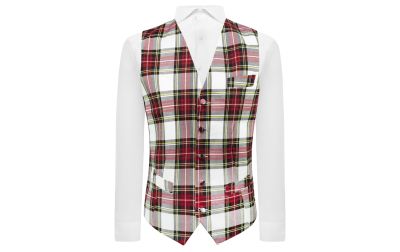 White Tartan Check Waistcoat