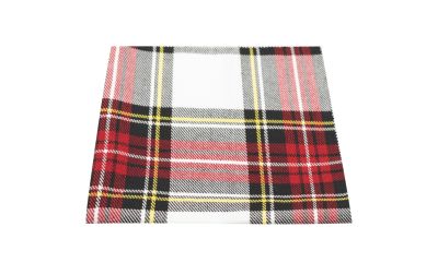 Traditional White & Red Tartan Pocket Square