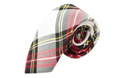 Traditional White & Red Tartan Tie