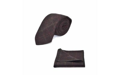 Heritage Check Wine Tie & Pocket Square Set