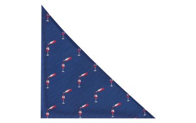 Navy Blue Wine and Glass Herringbone Pocket Square