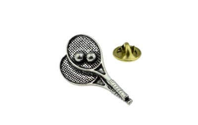 Tennis Rackets Pewter Lapel Pin