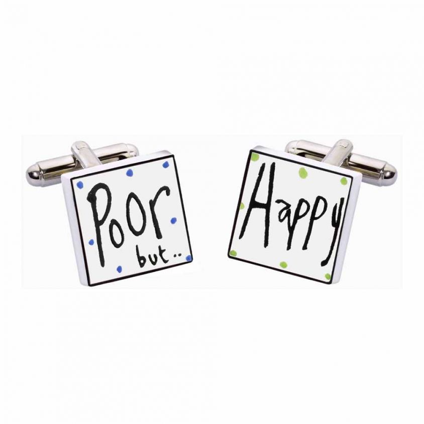 Poor But Happy Cufflinks by Sonia Spencer
