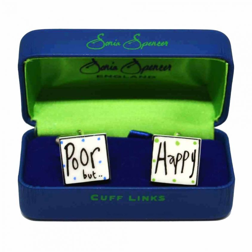 Poor But Happy Cufflinks by Sonia Spencer