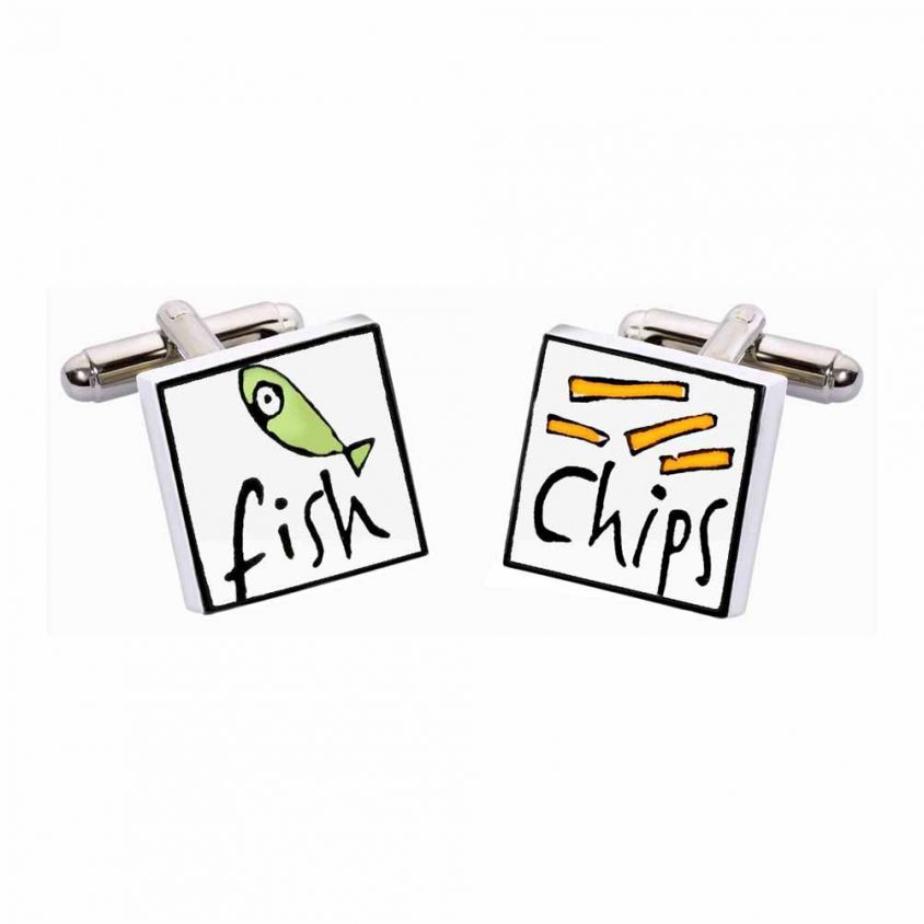 Fish & Chips Cufflinks by Sonia Spencer