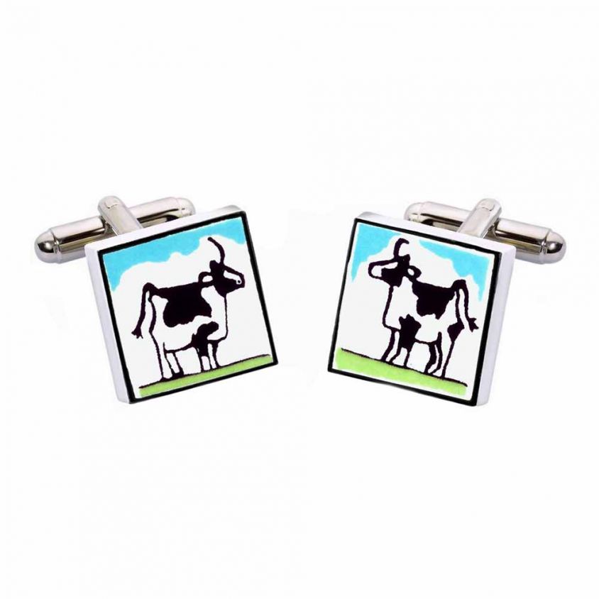 Black & White Cow Cufflinks by Sonia Spencer