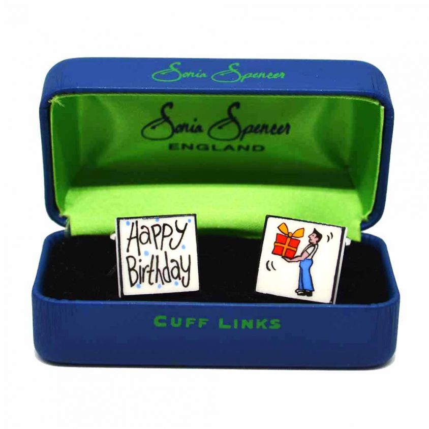 Happy Birthday Cufflinks by Sonia Spencer