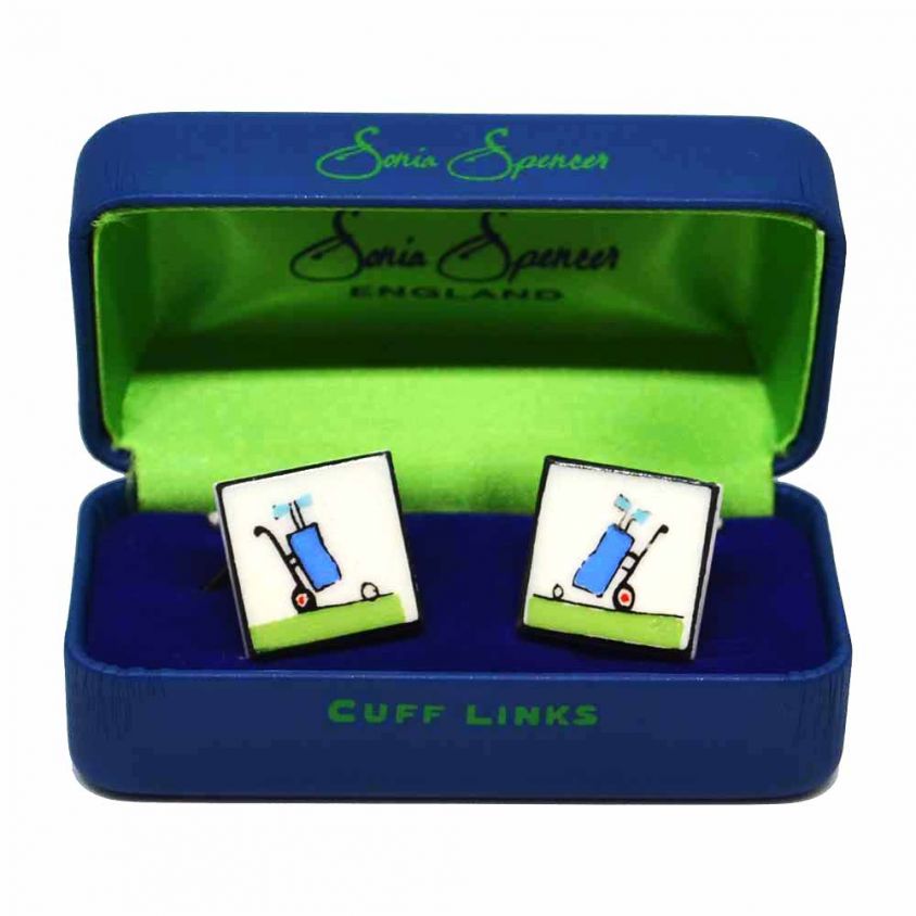Golf Trolley Cufflinks by Sonia Spencer