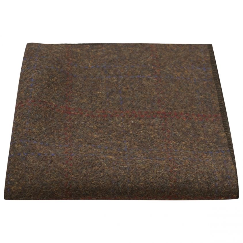 Heritage Check Earth Brown Pocket Square