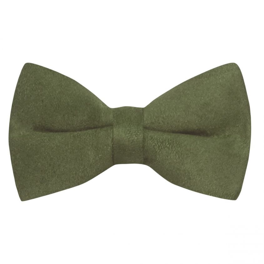 Dark Olive Green Suede Bow Tie