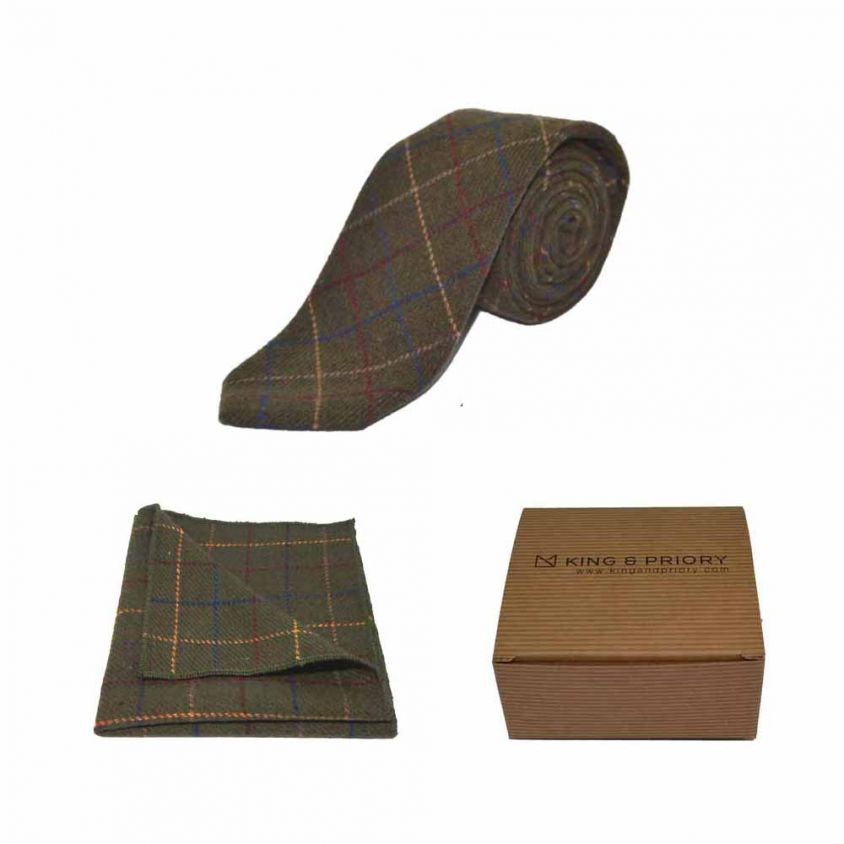 Heritage Check Regency Green Tie & Pocket Square Set | Boxed