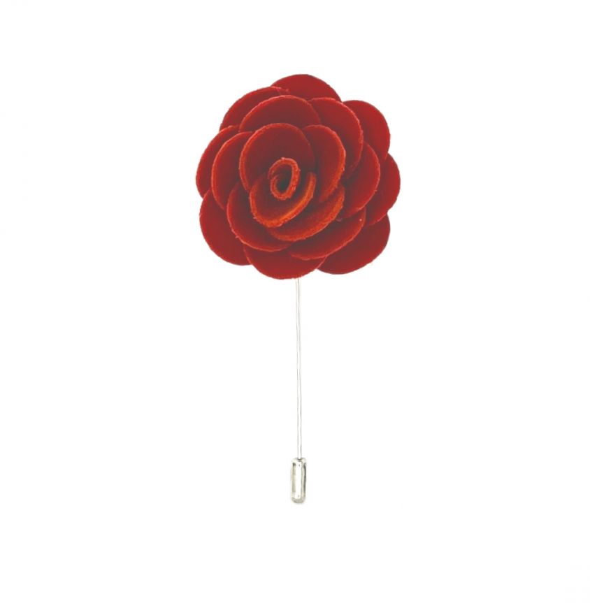 Amber Brown Velvet Flower/Rose Lapel Pin