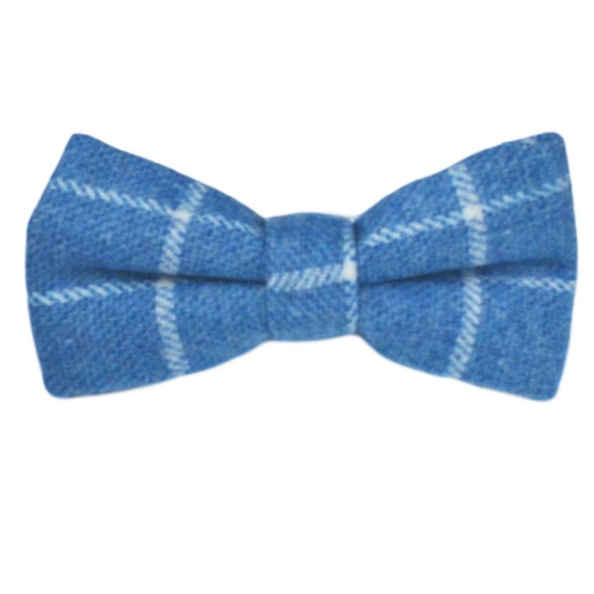 Azure Blue Birdseye Check Bow Tie