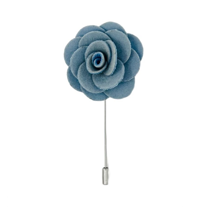 Baby Blue Velvet Flower/Rose Lapel Pin