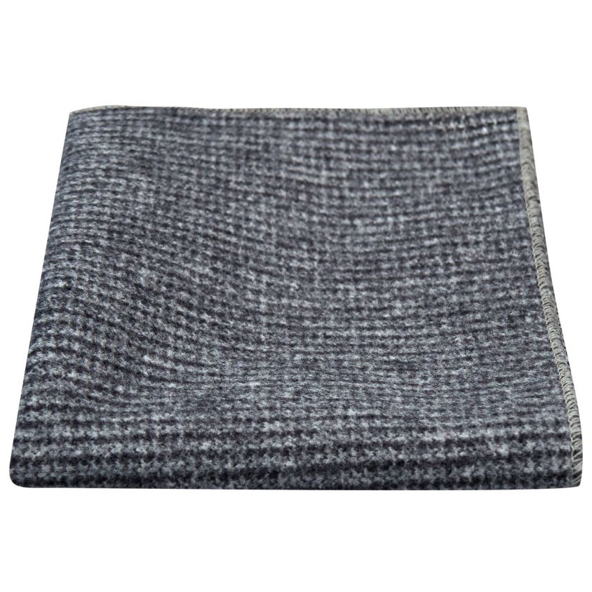 Grey / Blue Micro Dogtooth Pocket Square