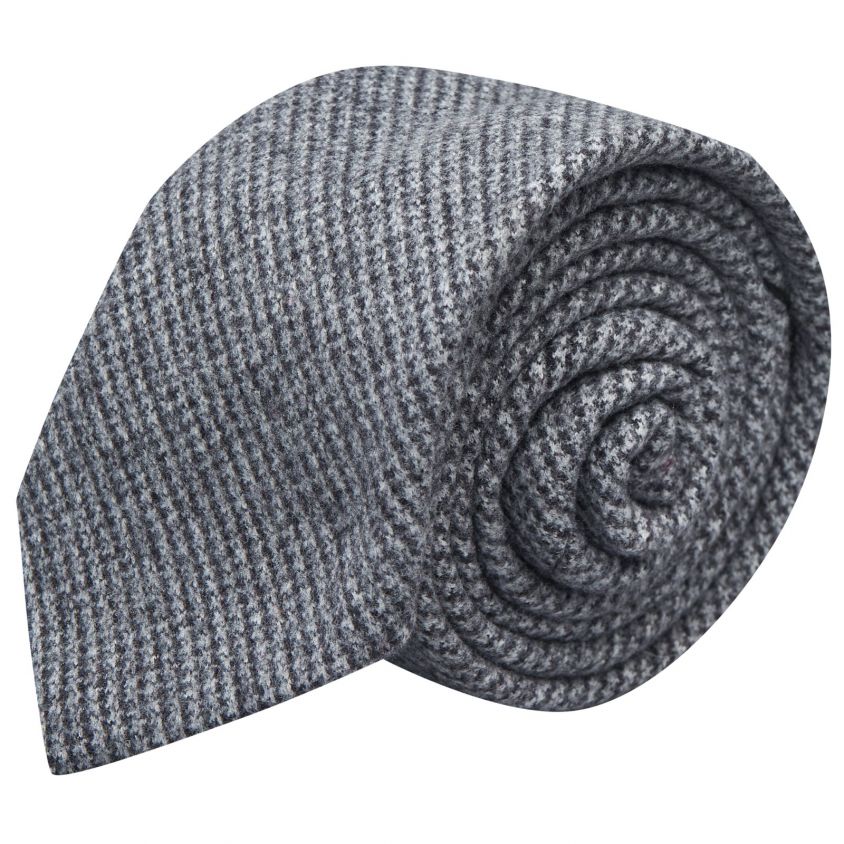Grey / Blue Micro Dogtooth Tie