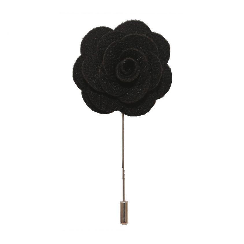 Black Flower/Rose Lapel Pin