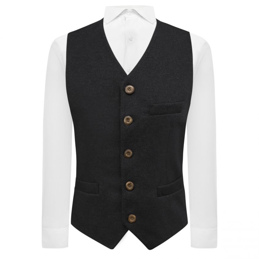 Black Donegal Tweed Waistcoat