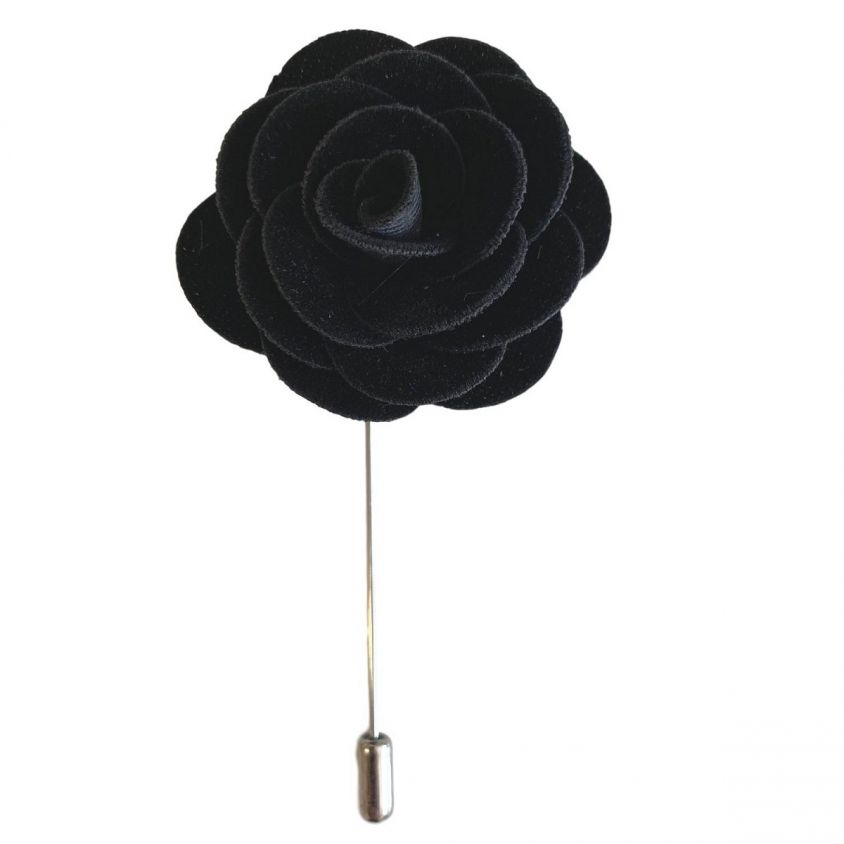 Black Velvet Flower/Rose Lapel Pin
