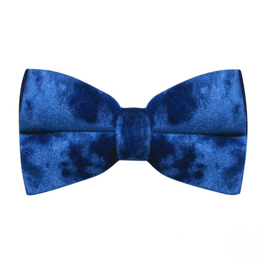 Blue Crushed Velvet Bow Tie