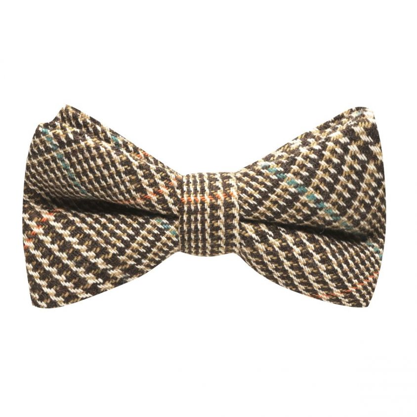 Brown & White Dogtooth Bow Tie
