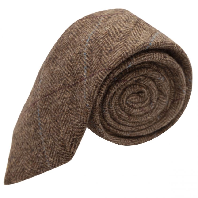 Luxury Herringbone Brown Tweed Tie