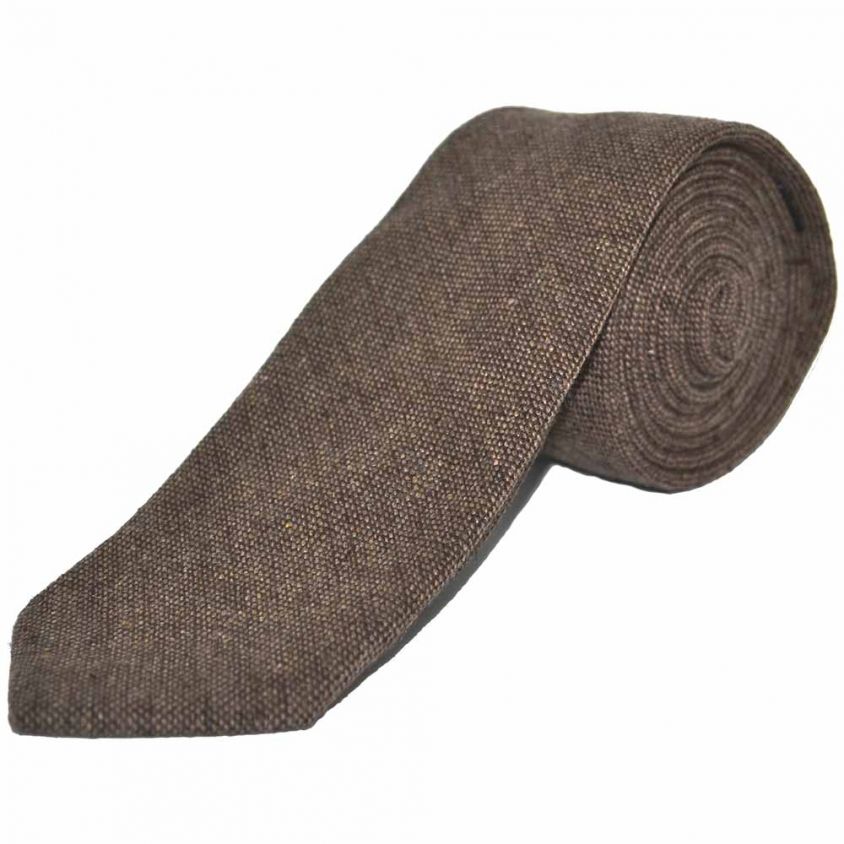 Highland Weave Hessian Brown Tie