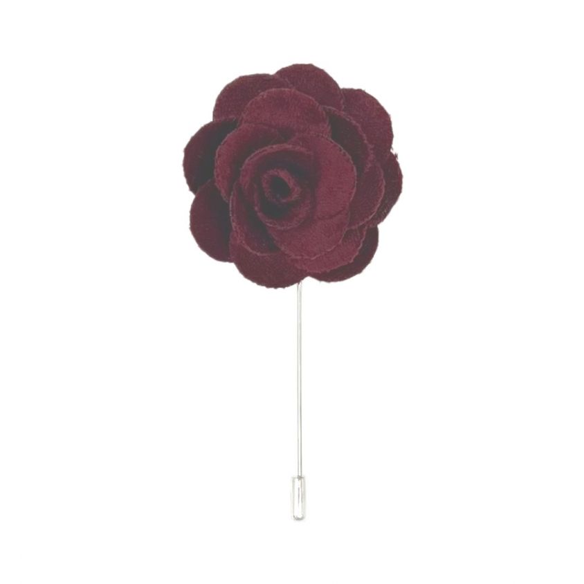 Burgundy Velvet Flower/Rose Lapel Pin