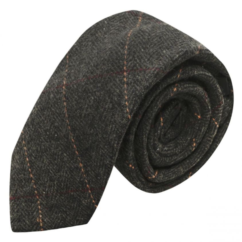 Luxury Herringbone Charcoal Grey Tie