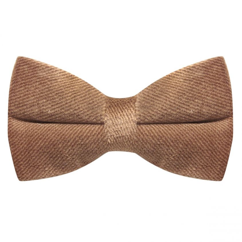 Fawn Brown Textured Velvet Bow Tie