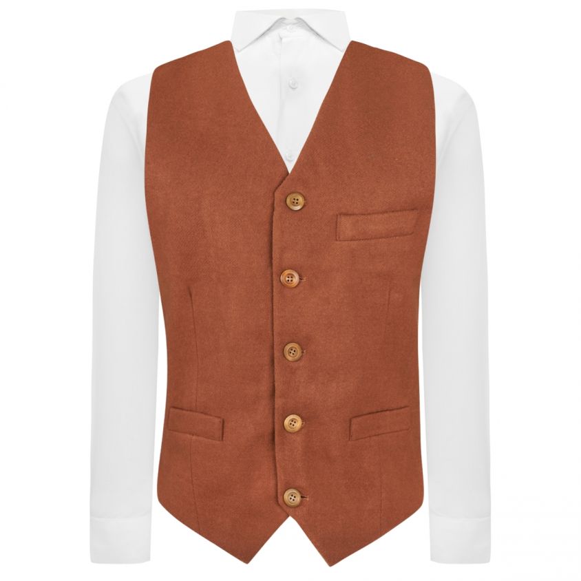 Caramel Brown Donegal Tweed Waistcoat
